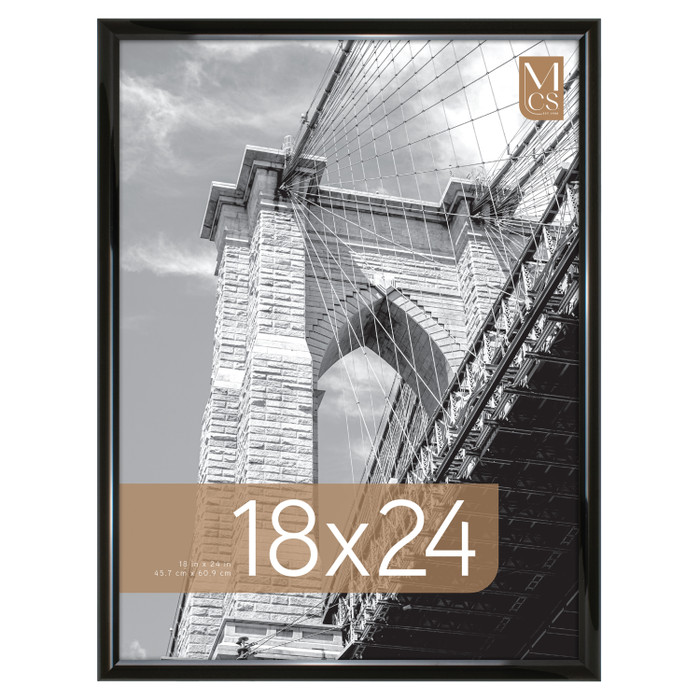 MCS Trendsetter 18x24 Poster Frame, Black High-Gloss Photo Frame for Wall-Mounted Vertical or Horizontal Display