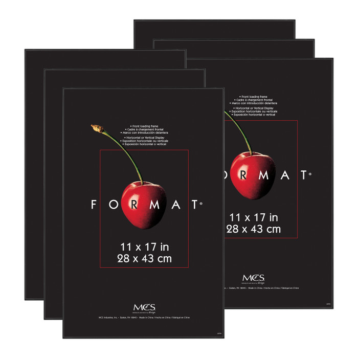 MCS Format 11x17 Picture Frame 6-Pack, Black Photo Frame for Wall-Mounted Vertical or Horizontal Display