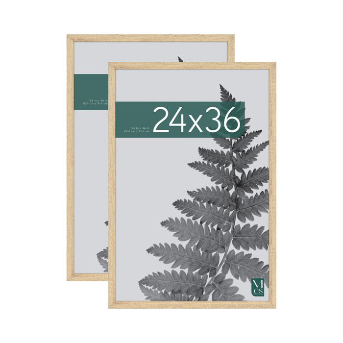 MCS Studio Gallery 24x36 Poster Frame 2-Pack, Natural Woodgrain Photo Frame for Wall-Mounted Vertical or Horizontal Display
