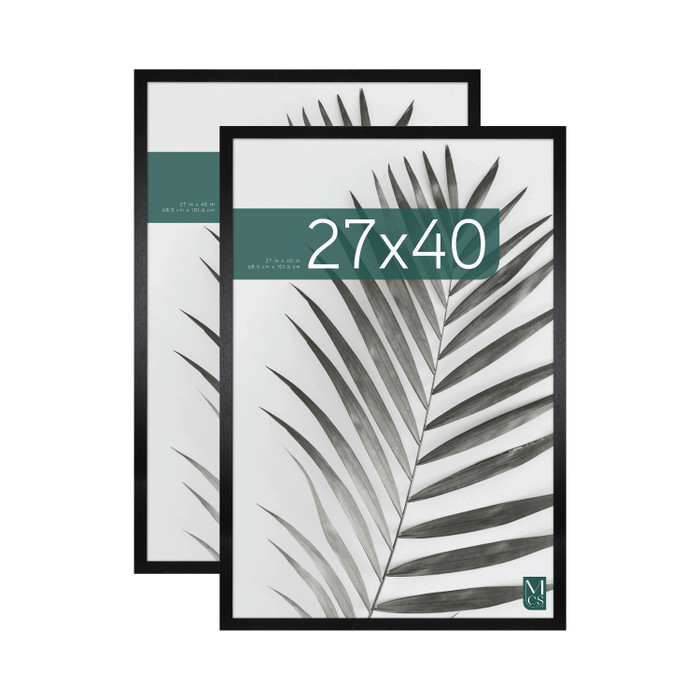 MCS Studio Gallery 27x40 Movie Poster Frame 2-Pack, Black Woodgrain Photo Frame for Wall-Mounted Vertical or Horizontal Display