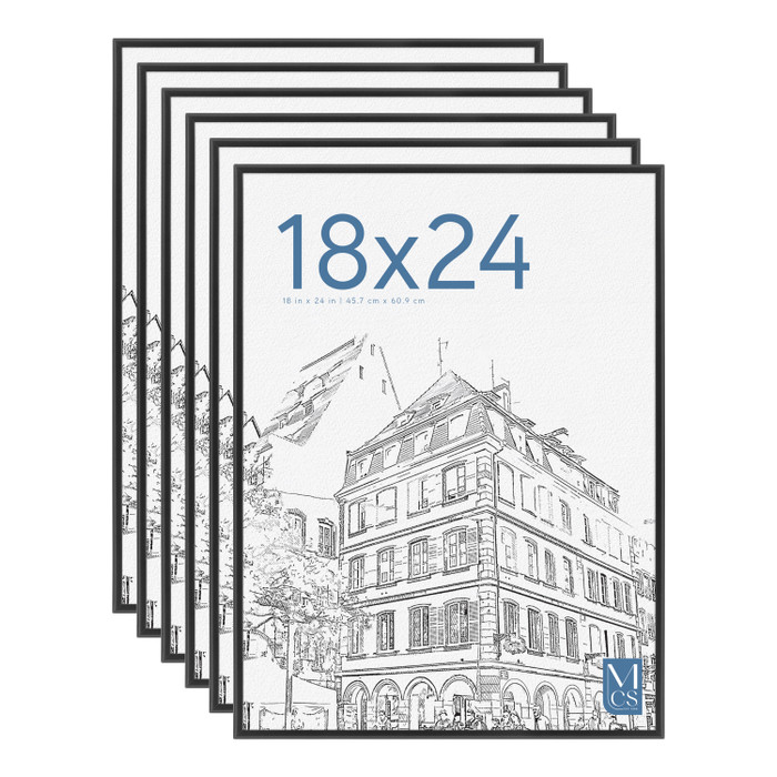 MCS Original 18x24 Poster Frame 6-Pack, Black Photo Frame for Lightweight Wall-Mounted Vertical or Horizontal Display