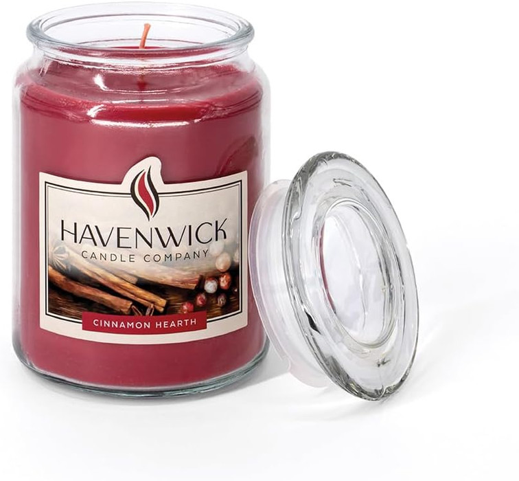 Havenwick Cinnamon Hearth 22oz Soy Blend Jar Candle, Long-Lasting Fragrance, Large Glass Jar Candle for Home & Gifting
