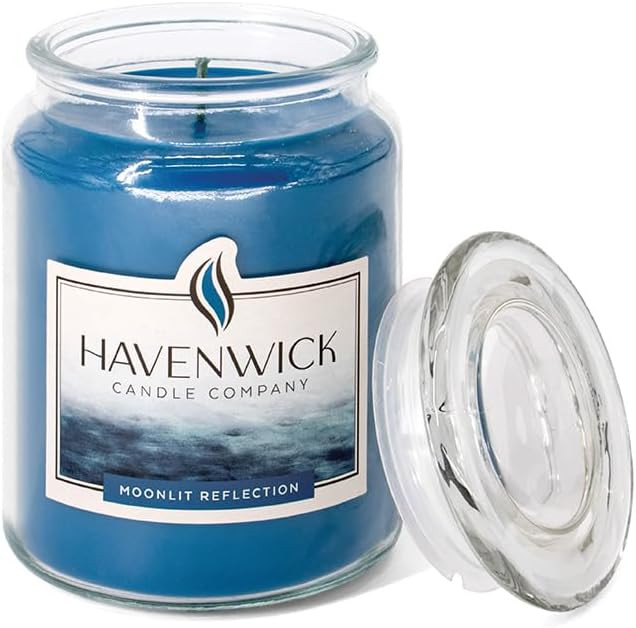 Havenwick Moonlit Reflection 22oz Soy Blend Jar Candle, Long-Lasting Fragrance, Large Glass Jar Candle for Home & Gifting