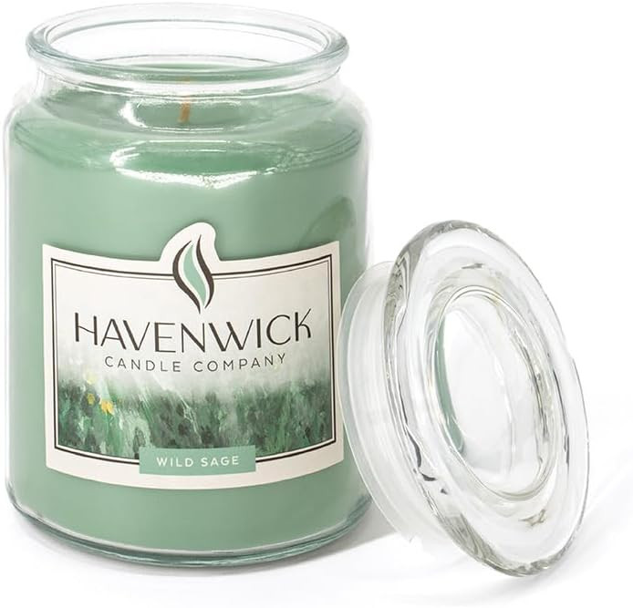 Havenwick Wild Sage 22oz Soy Blend Jar Candle, Long-Lasting Fragrance, Large Glass Jar Candle for Home & Gifting