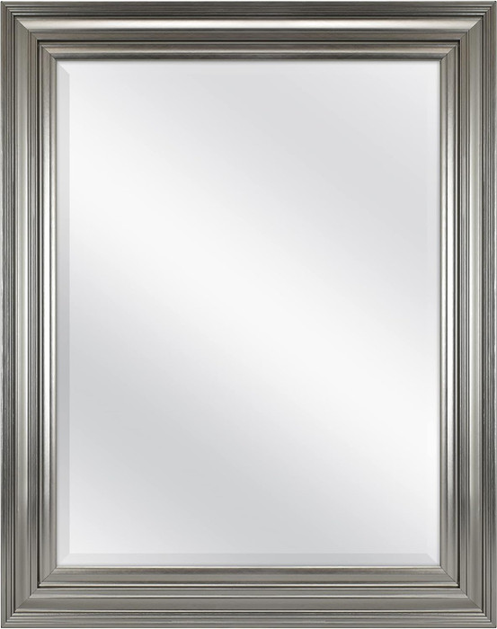 MCS Ezra 22.66x28.66 Wall Mirror, Brushed Nickel Finish, Vertical or Horizontal Wall-Mounted Display