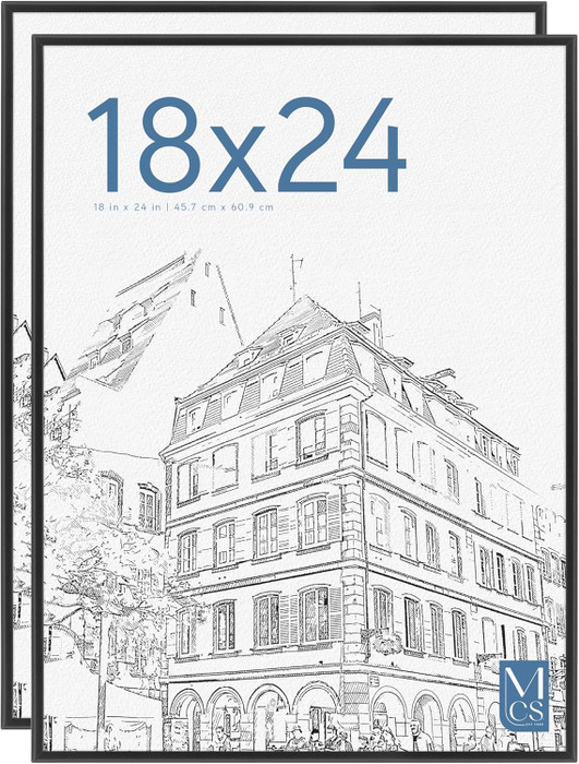 MCS Original 18x24 Poster Frame 2-Pack, Black Finish, Wall-Mounted Vertical or Horizontal Display