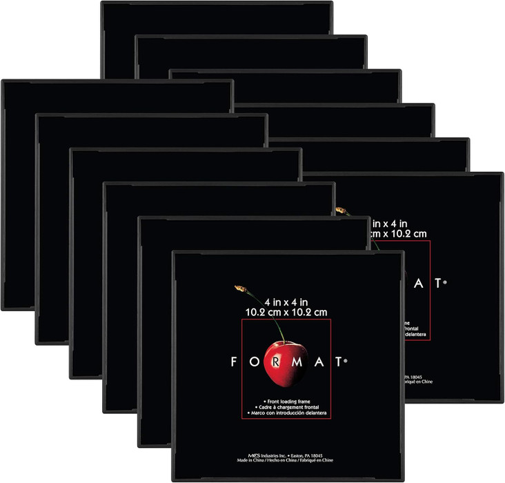 MCS Format 4x4 Picture Frame 12-Pack, Black Finish, Wall-Mounted or Tabletop Vertical or Horizontal Display