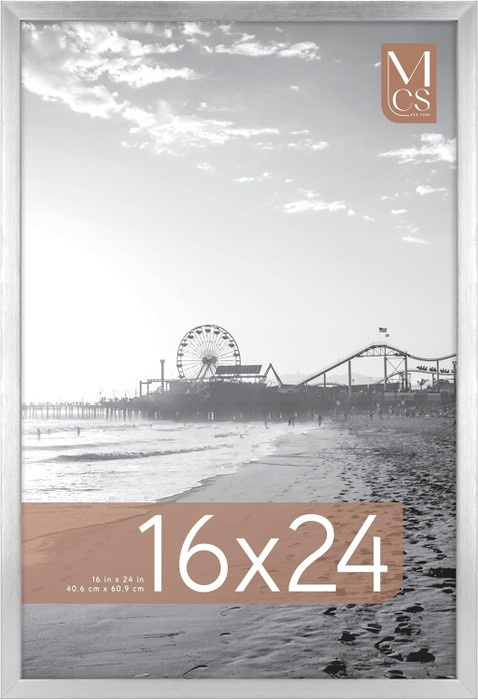 MCS Foundation 18x24 Poster Frame 1-Pack, Traditional Silver Finish, Wall-Mounted Vertical or Horizontal Display