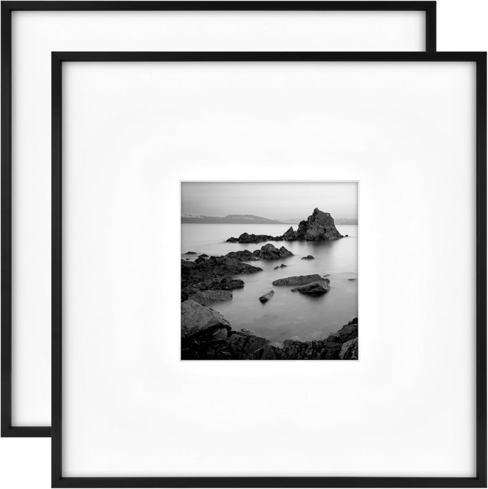 MCS Master & Co. Foundry Metal 18x18 Picture Frame 2-Pack, Black Finish, Wall-Mounted Vertical or Horizontal Display