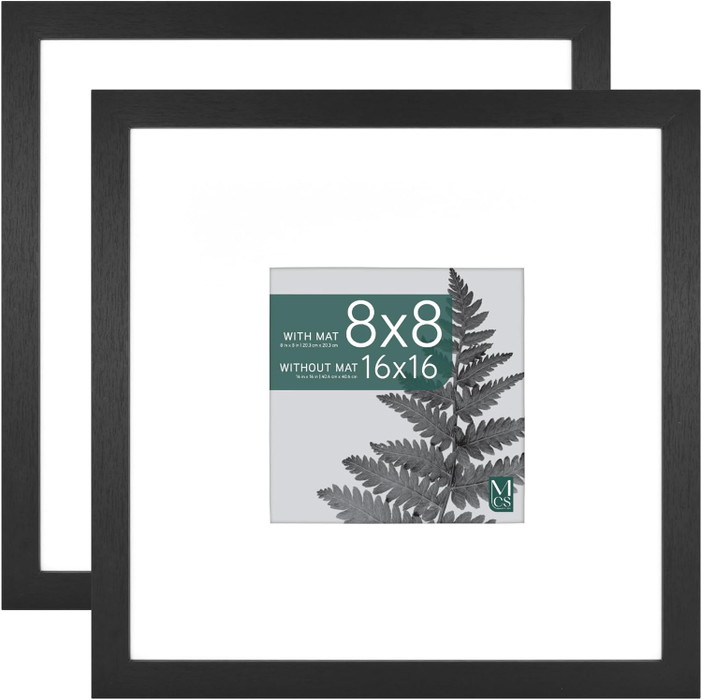 MCS Studio Gallery 16x16 Picture Frame 2-Pack, Black Woodgrain Finish, Wall-Mounted Vertical or Horizontal Display