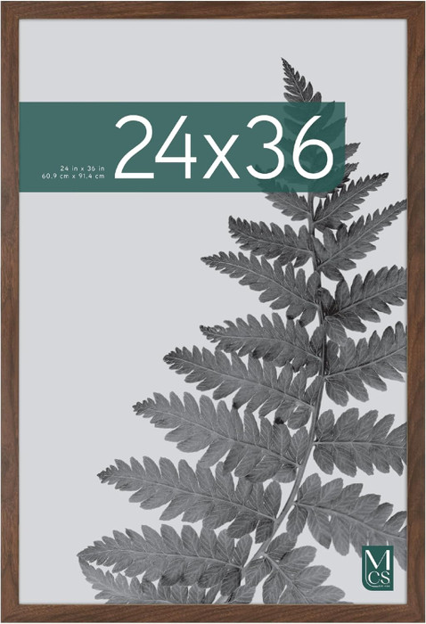 MCS Studio Gallery 24x36 Poster Frame 1-Pack, Walnut Woodgrain Finish, Wall-Mounted Vertical or Horizontal Display