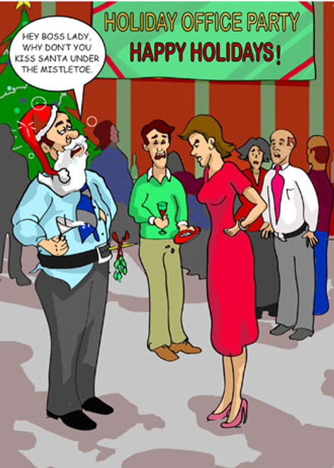 Drunk at Christmas Party - 1569 Funny Christmas Cards  6 Pack