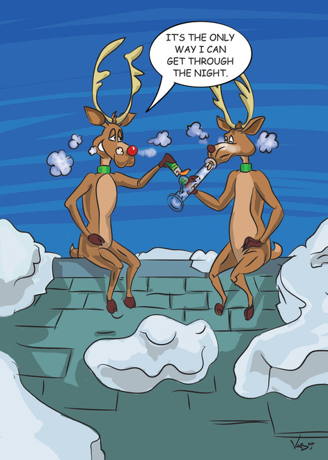 Stoned Reindeers - 1608 Humorous Christmas Cards  6 Pack