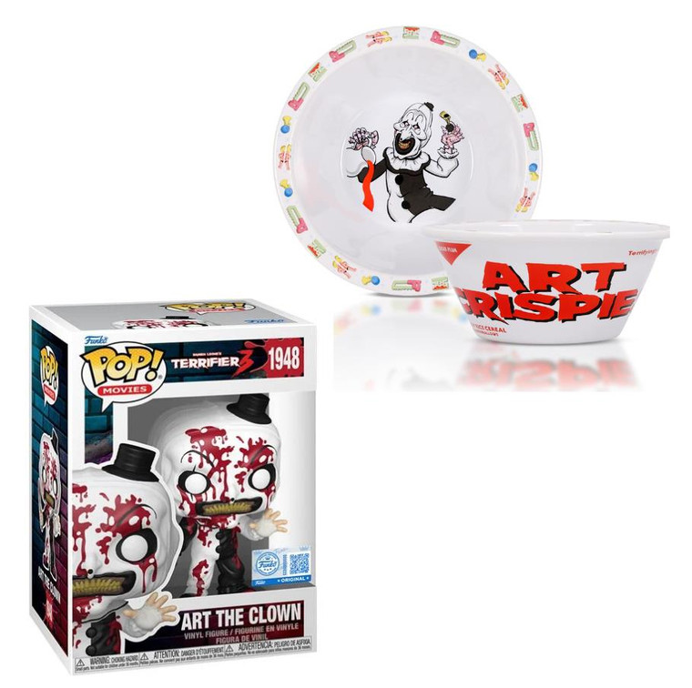 Art the Clown Bloody Funko Pop #1948 Bundle with Terrifier 3, Art Krispies Bowl