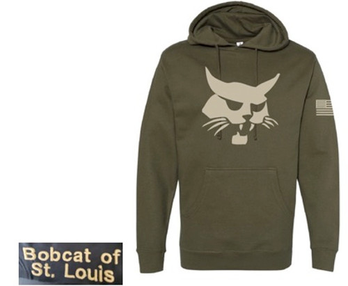 Custom Co-Branded Bobcat Hoodie - Military Green