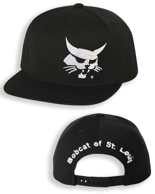 Black Custom Co-Branded Flatbill Cap - Bobcat Head logo