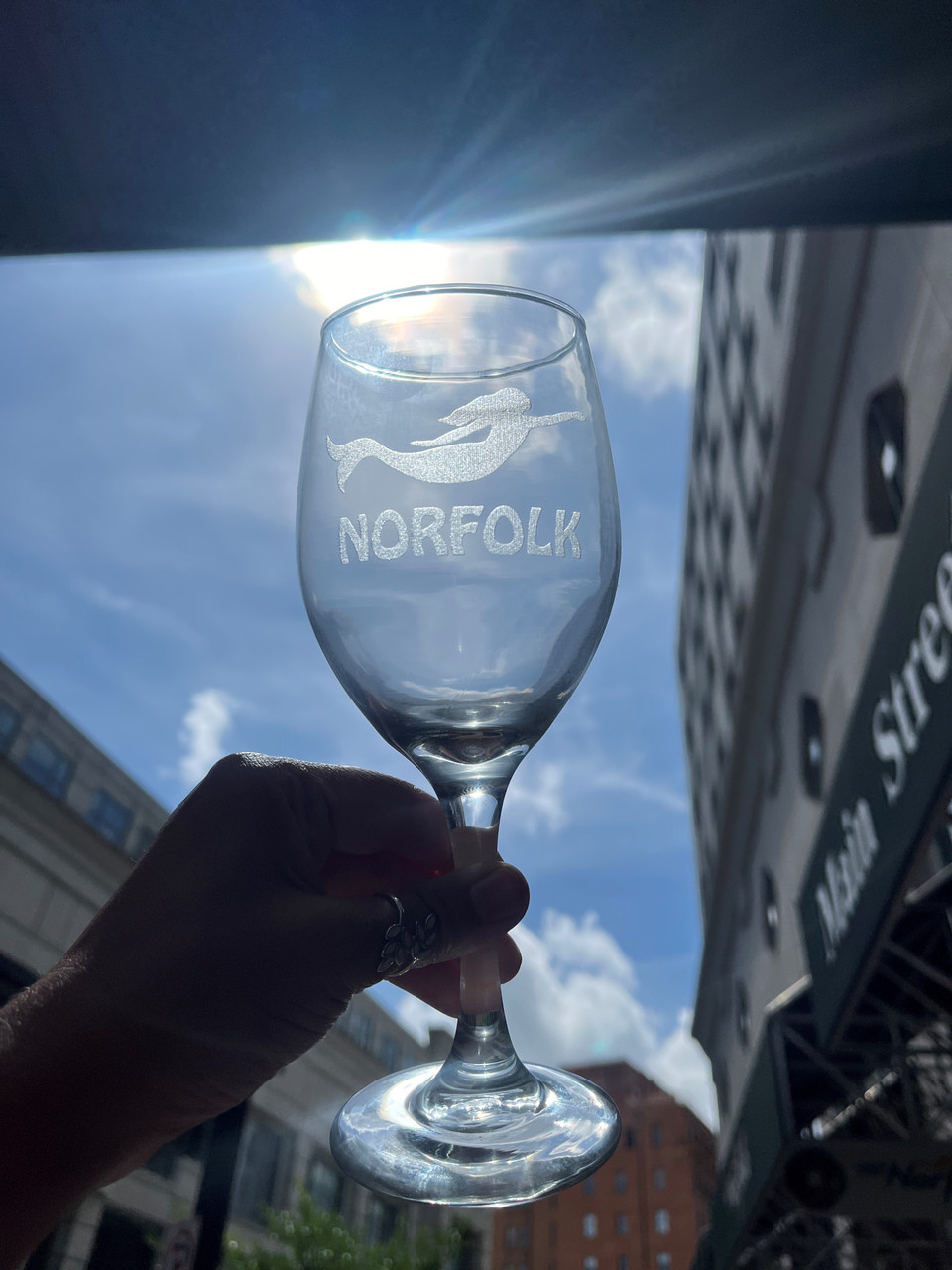 Stemmed Mermaid Wine Glass - VisitNorfolk Mermaid Market