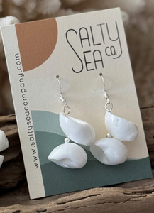 White Moon Shell Drop Earrings