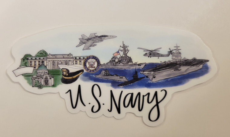 Navy Skyline Sticker