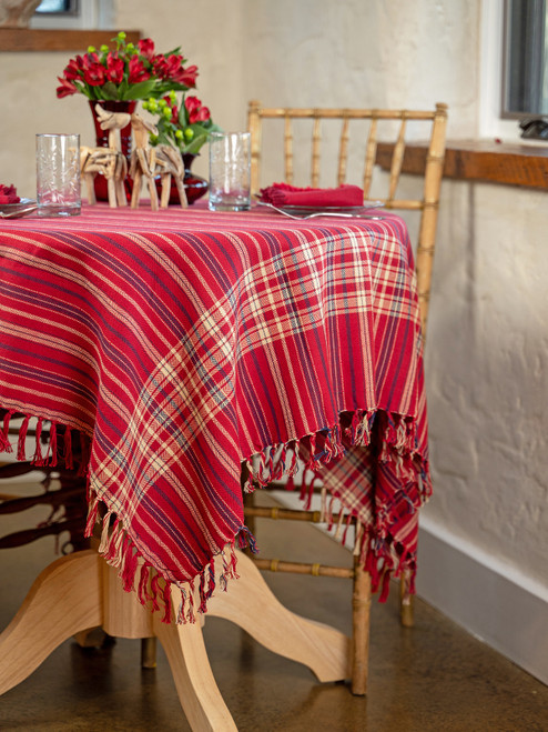 Cinnamon Plaid Tablecloth - Red