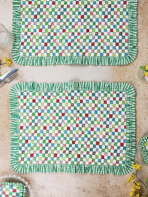 Rebecca Ruffle Quilted Placemat Set of 2 - Multi