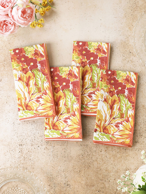 In Full Bloom Luncheon Napkin Set of 4 - Yellow