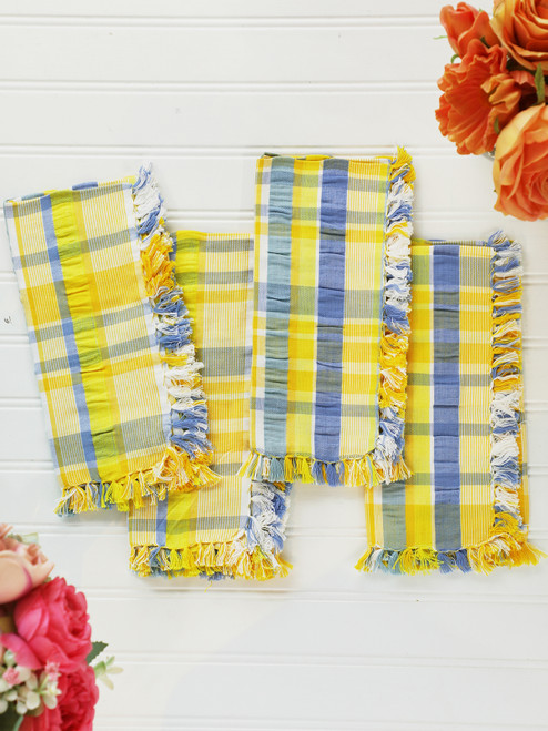 Provence Seersucker Napkin Set of 4 - Yellow