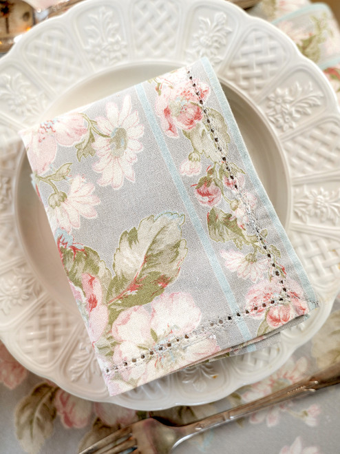 Apple Blossom Luncheon Napkin Set of 4 - Smoke