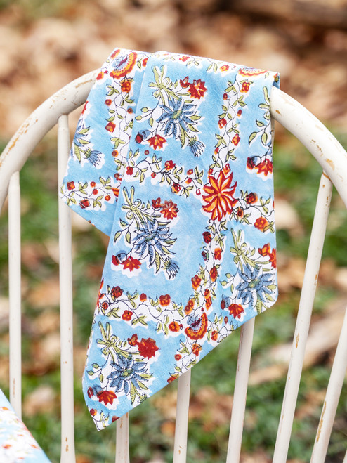 Francesca Block Print Napkin Set of 4 - Light Blue