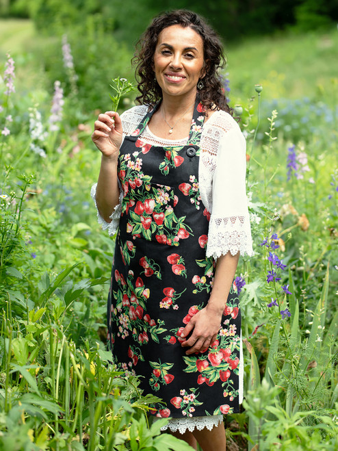 Strawberry Chef Apron - Black