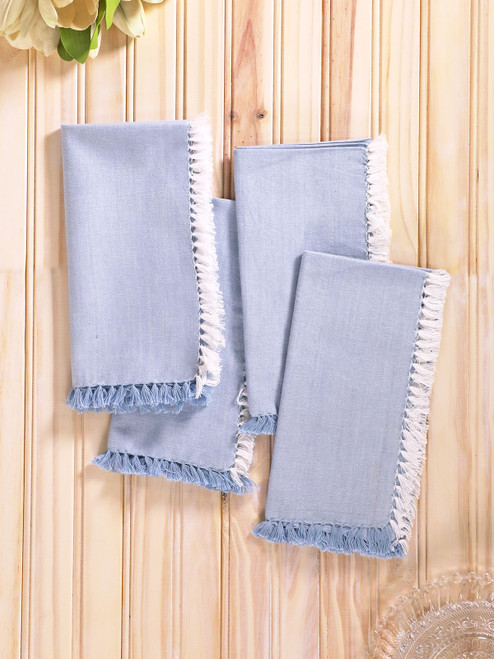 Chambray Napkin Set of 4 - Blue White