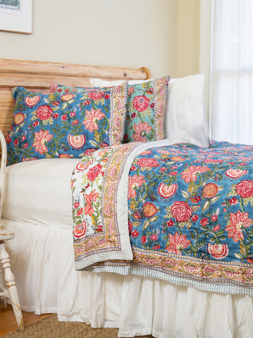 Mirabel Block Print Quilt - Teal