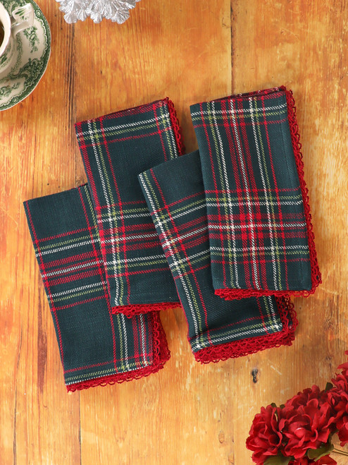 Evergreen Tartan Plaid Napkin Set of 4 - Dark Green