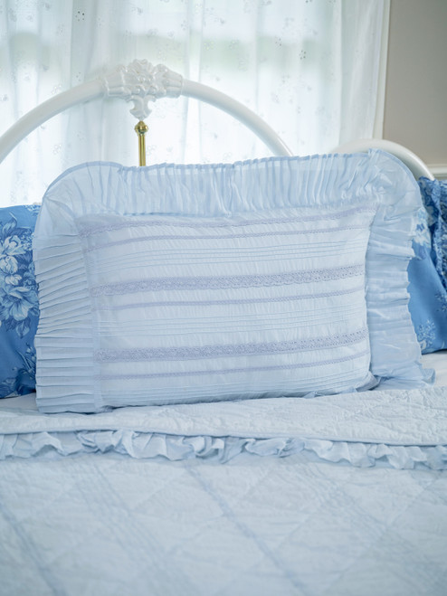 Pretty Pintuck Pillow Sham Set of 2 - Soft Blue