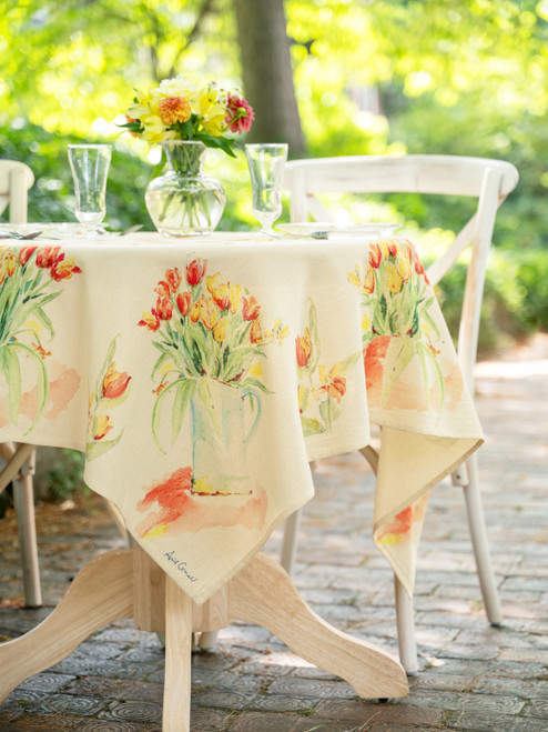 Tulips Watercolor Tablecloth - Multi