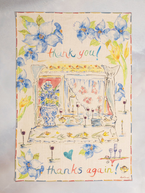 Thank You Watercolor Tea Towel - Multi
