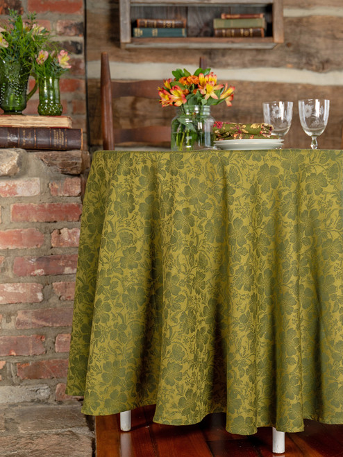 Peony Jacquard Round Cloth - Olive