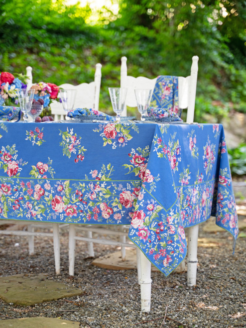Russian Chintz Tablecloth - Blue