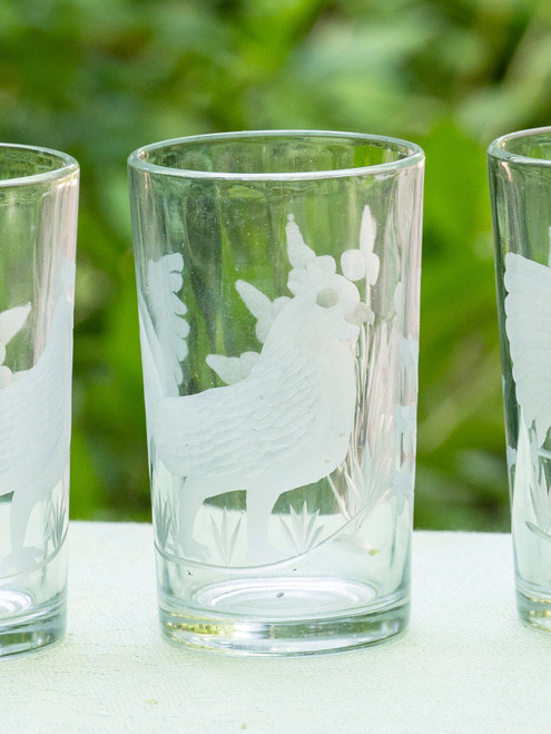Rooster Juice Glasses Set of 4 - Clear