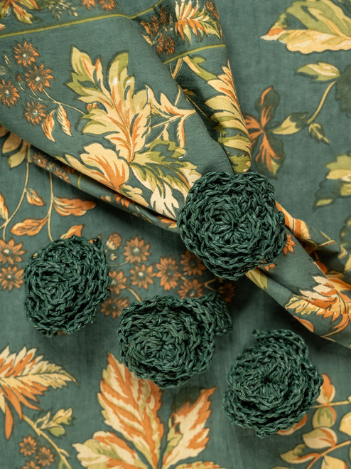 Raffia Napkin Ring Set of 4 - Green