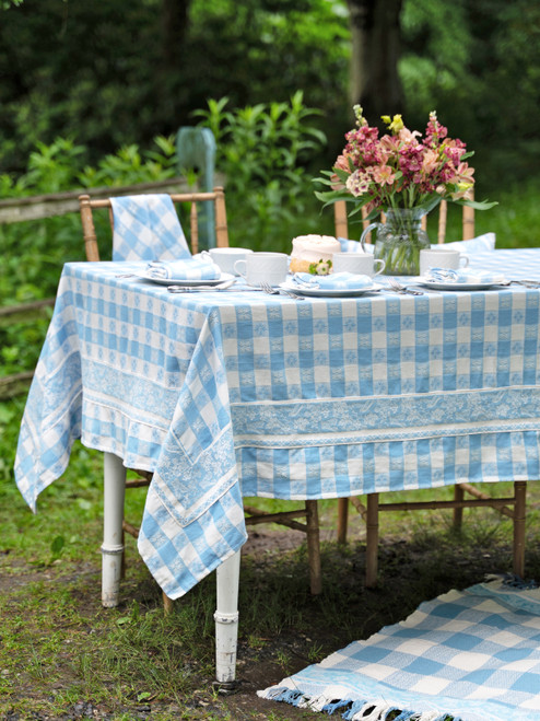 Charm Jacquard Tablecloth - Blue