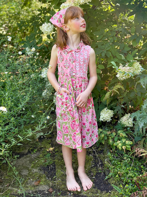 Pink Rose Day Kids Dress - Pink