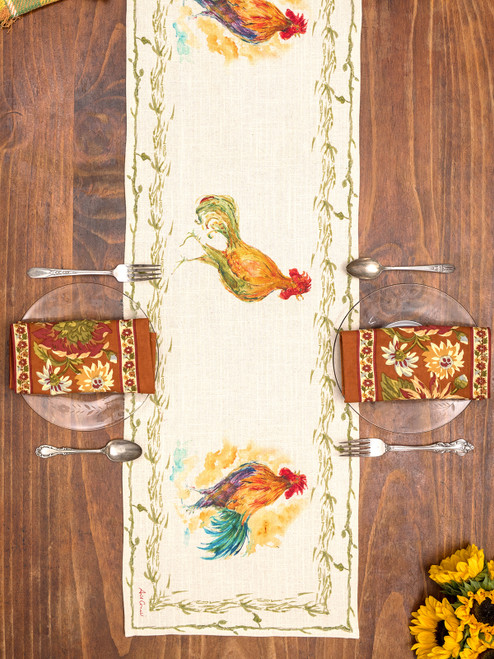 Rooster Watercolor Runner - Multi