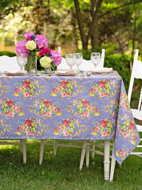 Cottage Rose Oilcloth  - Periwinkle