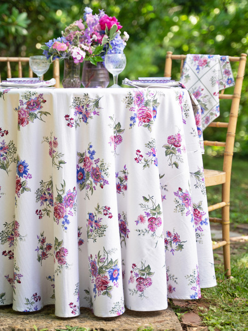 Russian Chintz Round Cloth - Ivory