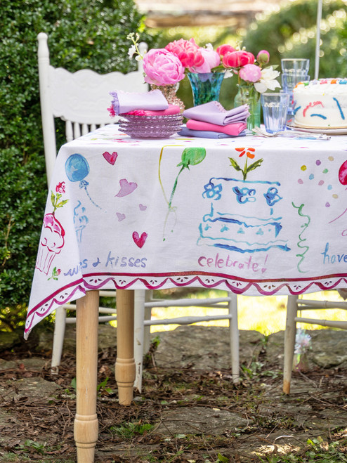 Happy Birthday Watercolor Tablecloth - Multi