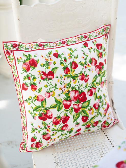 Strawberry Basket Cushion Cover - Ecru