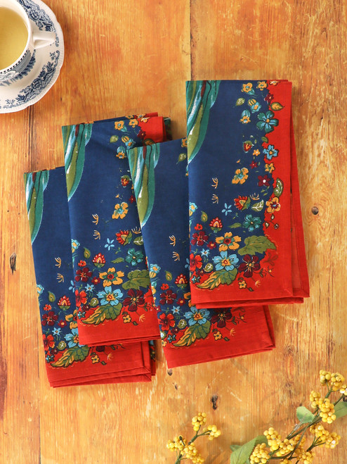 Rooster Napkin Set of 4 - Navy