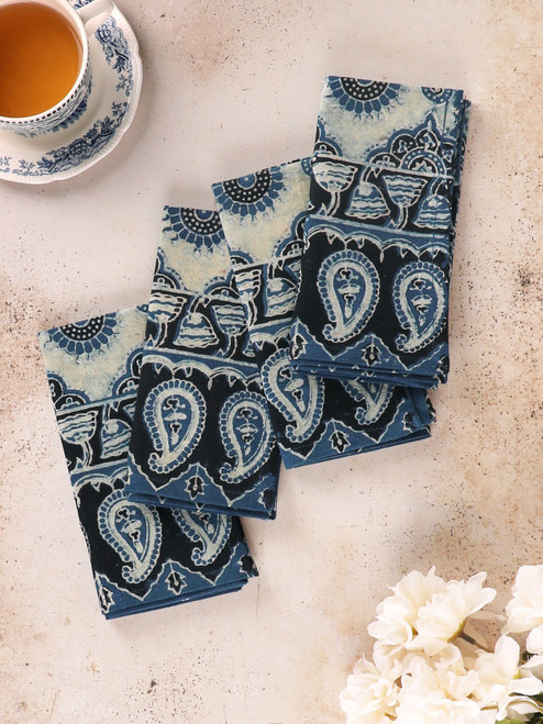 Indigo Lace Natural Dye Napkins Set of 4 - Indigo
