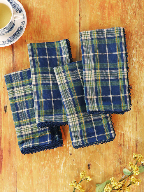 Starry Night Plaid Napkin Set of 4 - Navy